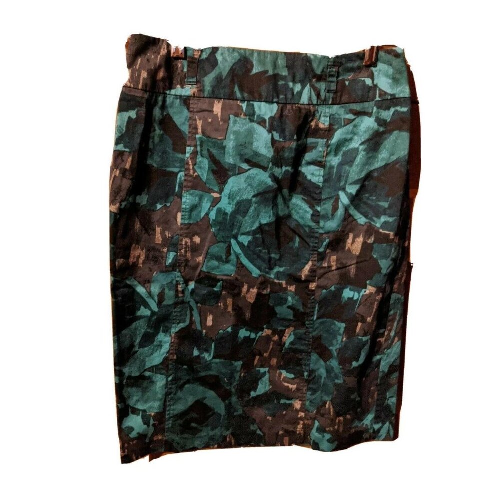 New York and Company Modest Skirt Size 10 Pencil Abstract Turquoise Black Brown
